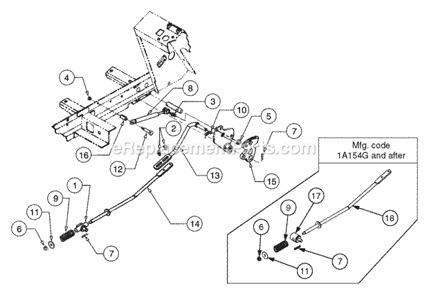 Transmission Controls Diagram and Parts List for LT2138 13A-214F710 Cub Cadet Lawn Tractor